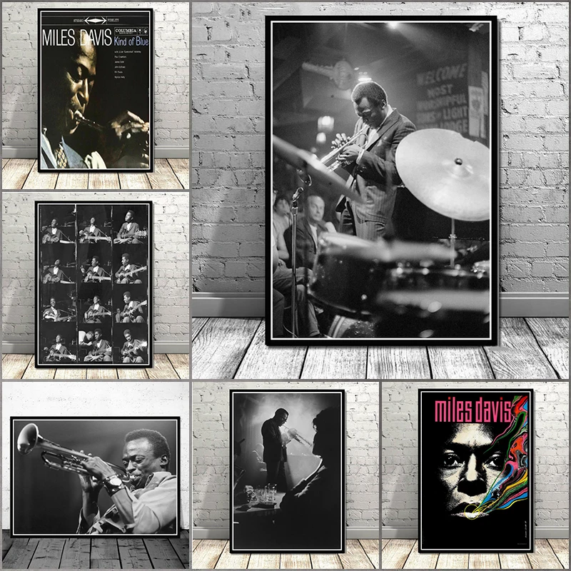 Miles Davis Poster Kind of Blue Jazz Music Album Poster Canvas Painting Wall Art Print Picture for Living Room Modern Home Decor