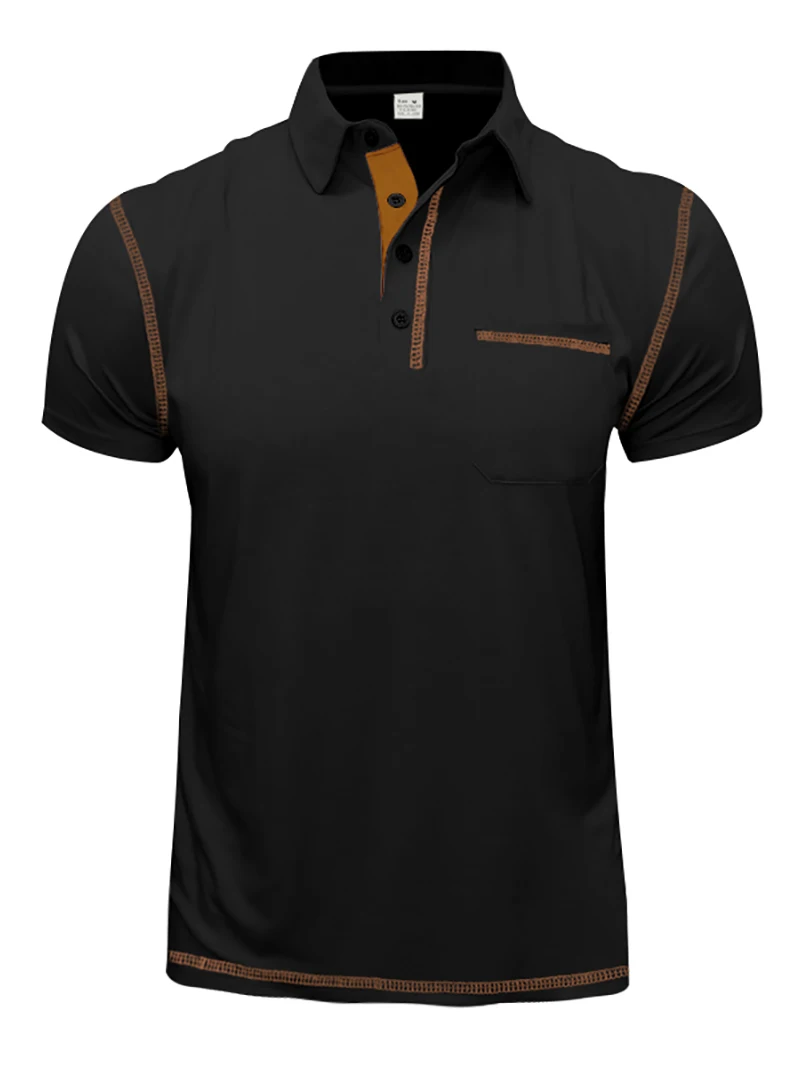 2024 Neues Sommer-Poloshirt für Herren mit Revers und Tasche, atmungsaktives Polyester, Kurzarm-Oberteil, lässige Alltags-, Büro- und Businesskleidung für Männer – Detail 18