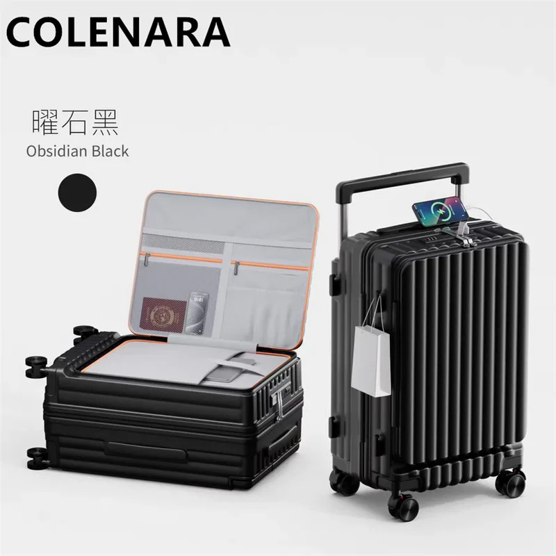 

COLENARA 20"24"26 Inch Student Password Box Luggage Bag Large Capacity Suitcase Side Opening Boarding Box ABS + PC Trolley Case