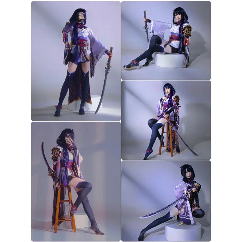 Raiden Shogun Beelzebul Cosplay Spel Genshin Impact Cosplay Kostuum Pruik Tops Rokken Halloween Feest Kostuum Voor Vrouwen