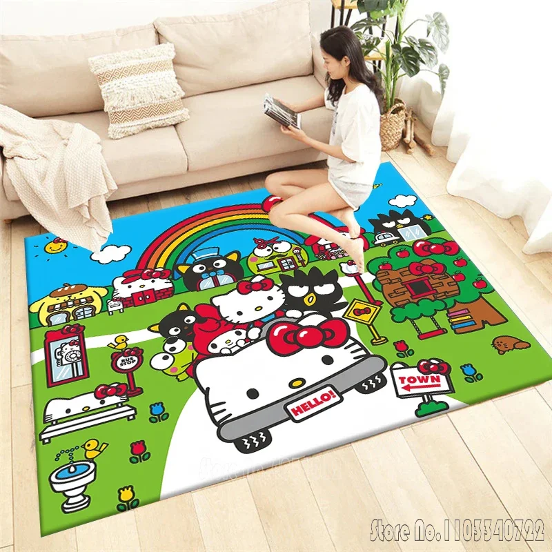 Sanrio Hello Kitty HD KT Cat Rug Carpets 80x120cm Decor for Bathroom Kids Floor Mat Living Room Children's Bedroom Sofa