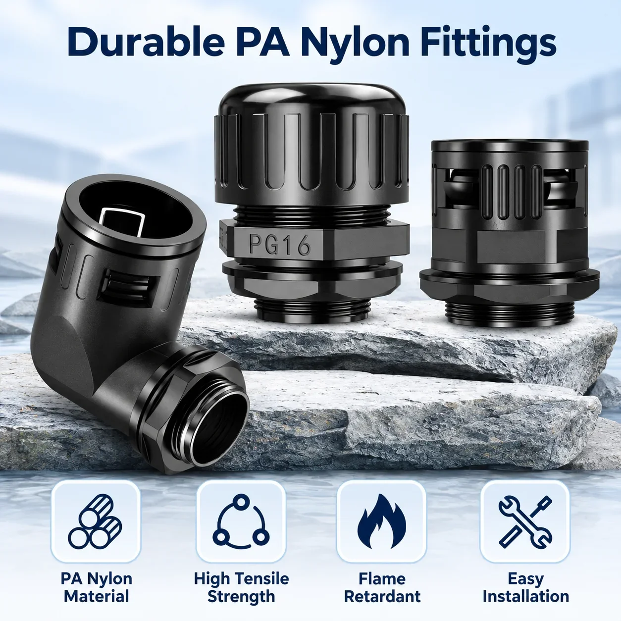 10 Pieces Plastic corrugated pipe fittings nylon hose waterproof fittings quick fittings threading pipe fitting 90 degree elbow