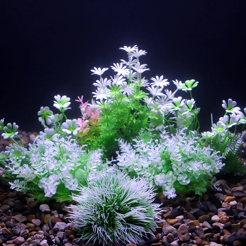 Aquarium Plants Ornaments Plastic Simulation Artificial Water White Yellow Brown Red Grass Fish Tank Decoration Accessories