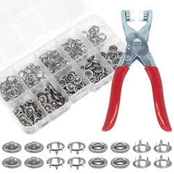 50 Sets Snap Fasteners Kit Tool, Metal Snap Buttons Rings with Fastener Pliers Press Tool Kit for Clothing Sewing