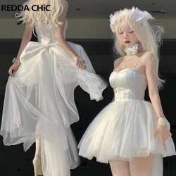 REDDACHiC Princess Bow Trailing Puffy Mini Dress Petticoat Underskirt Women 3-piece Set Corset Tulle Tutu Evening Prom Ball Gown