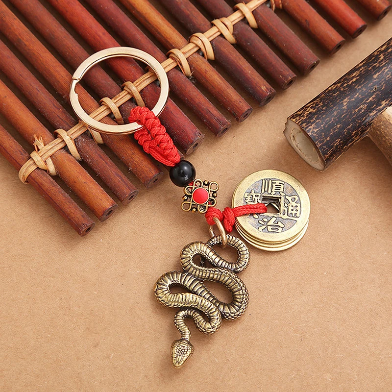 2025 Year Of Chinese Zodiac Snake Lucky Pendant Keychain Creative Wealth Key Ring Accessories Women Men Bag Charm Jewelry Gift