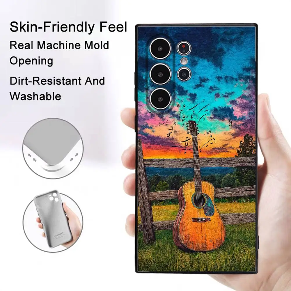 Funda de teléfono con guitarra y violín Musical para Samsung Galaxy S25 S24 S22 S23 Ultra S21 S20 Plus 5G, cubierta completa antideslizante esmerilada