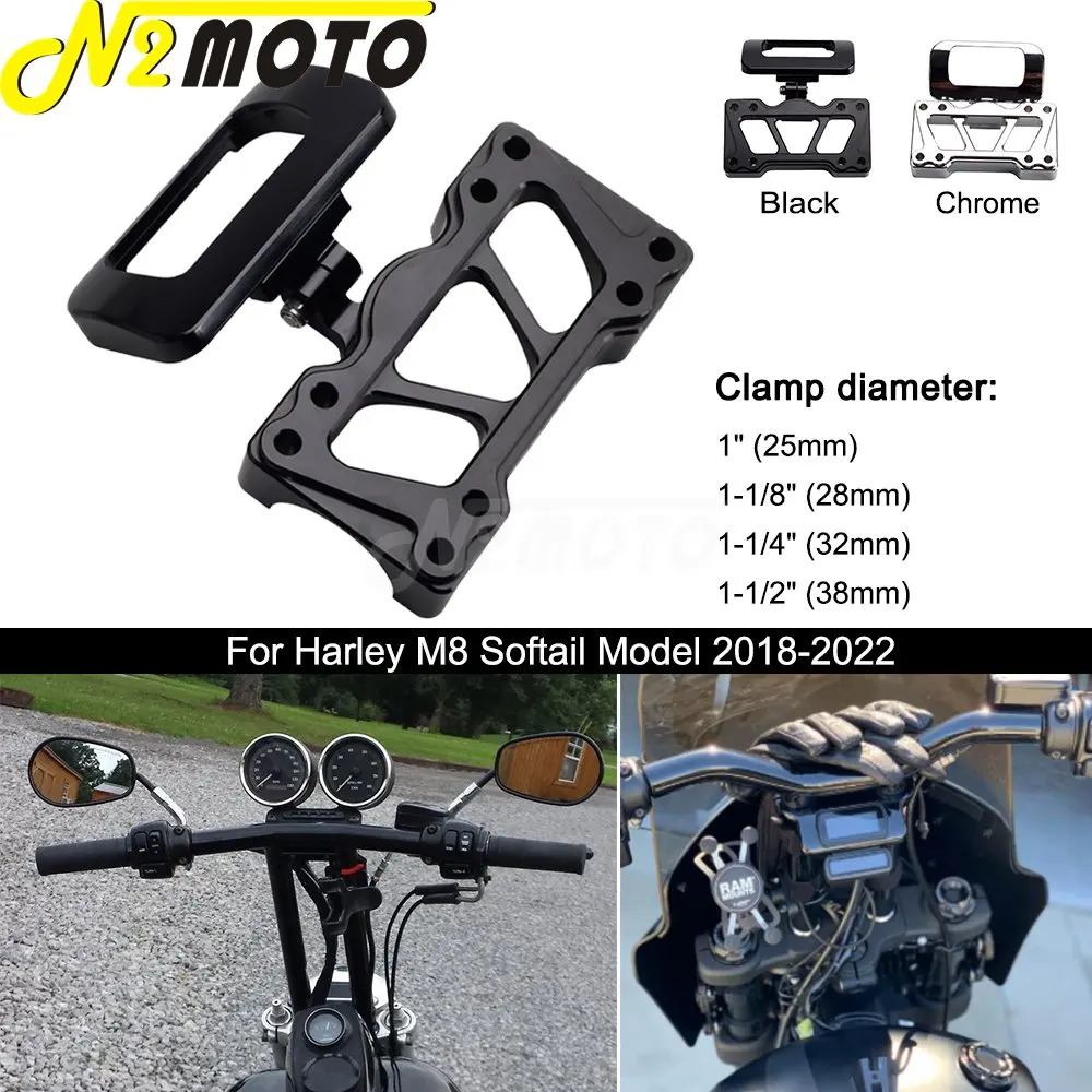 

For Harley Softail M8 2018-22 Adjustable T-Bar Relocation Gauge Mount 25mm 28mm 32mm 38mm For FXBB FXBBS FXBR FXBRS FXST FXLRST