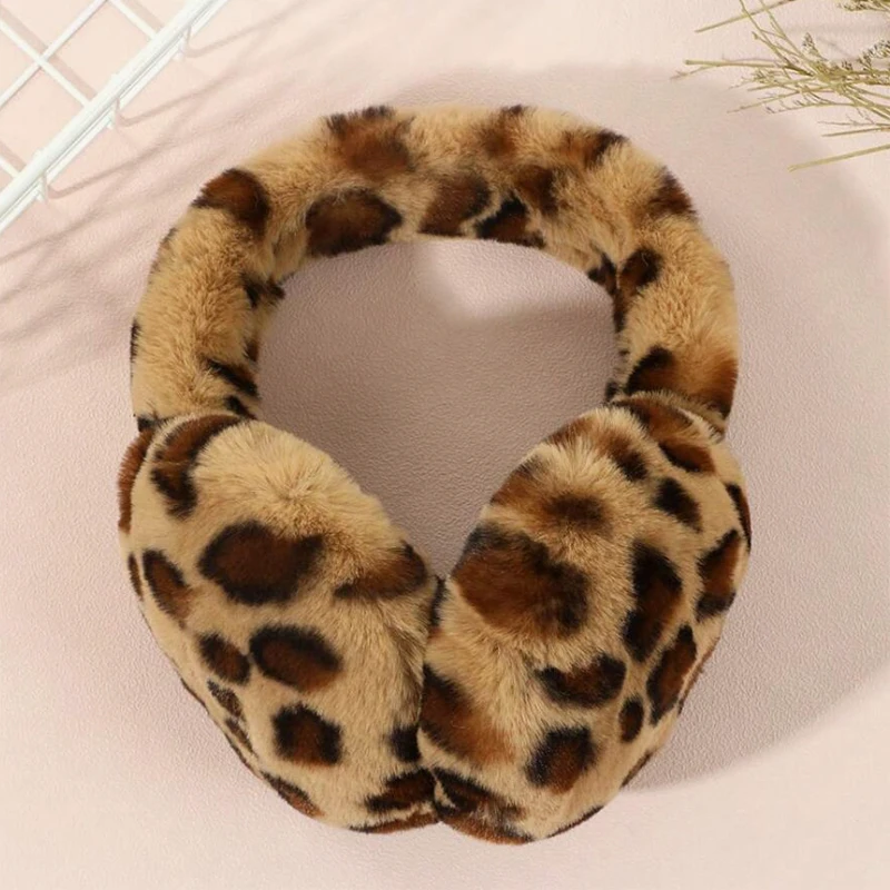 Orejeras de piel de leopardo para mujer, Y2K, engrosadas, cálidas, japonesas, JK, niñas, protección para los oídos, accesorios de invierno, nuevo