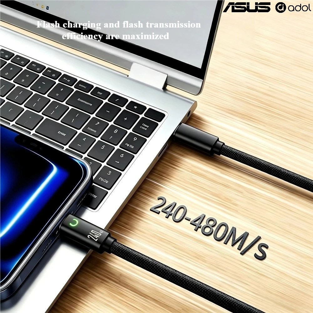 ASUS 240W Magnetic Super Fast‑Charging Cable For iPhone 17ProMax/17Pro/17/16ProMax/16Pro/16/15ProMax/15Pro/15/Samsung 1M 1.5M 2M