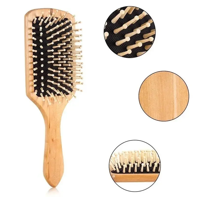 

Anti-Static Natural Wooden Massage Hairbrush Comb Scalp Health Care Paddle Brush