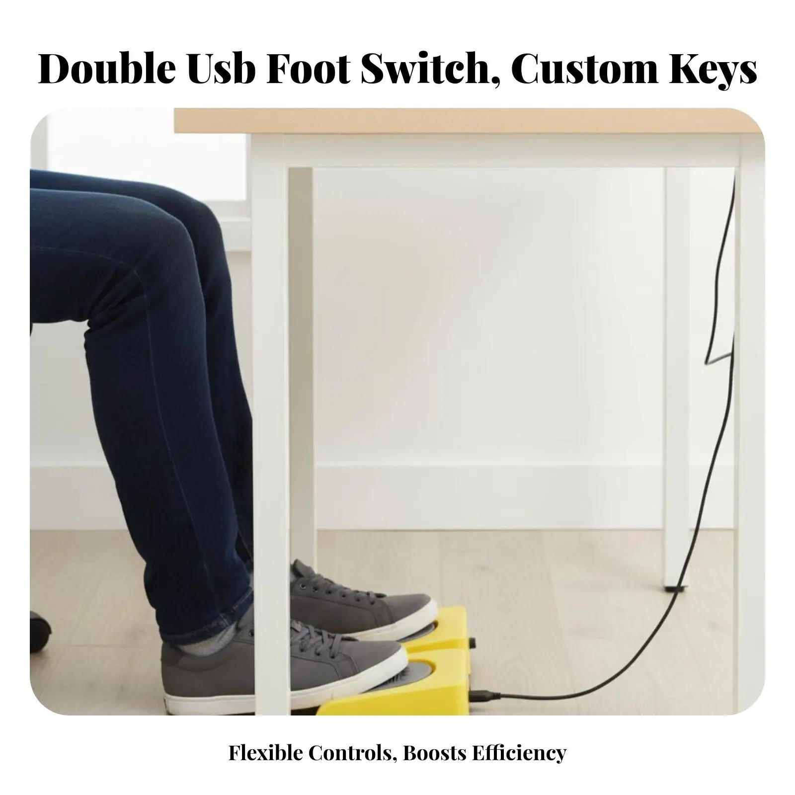 Programmable USB Foot Pedal Two Button Computer Accessory Anti Slip Base Wide Compatibility for Windows Macos Android