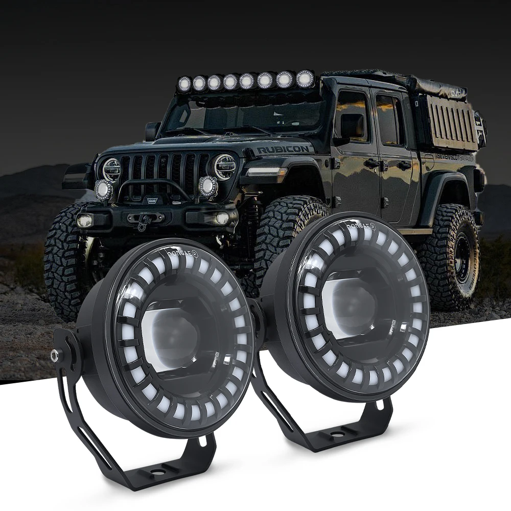 

4-дюймовые мотоциклетные противотуманные фары высокой яркости с кольцом Halo 40 Вт Белый Желтый Светодиодный точечный луч Противотуманная фара для мотоцикла Jeep Truck