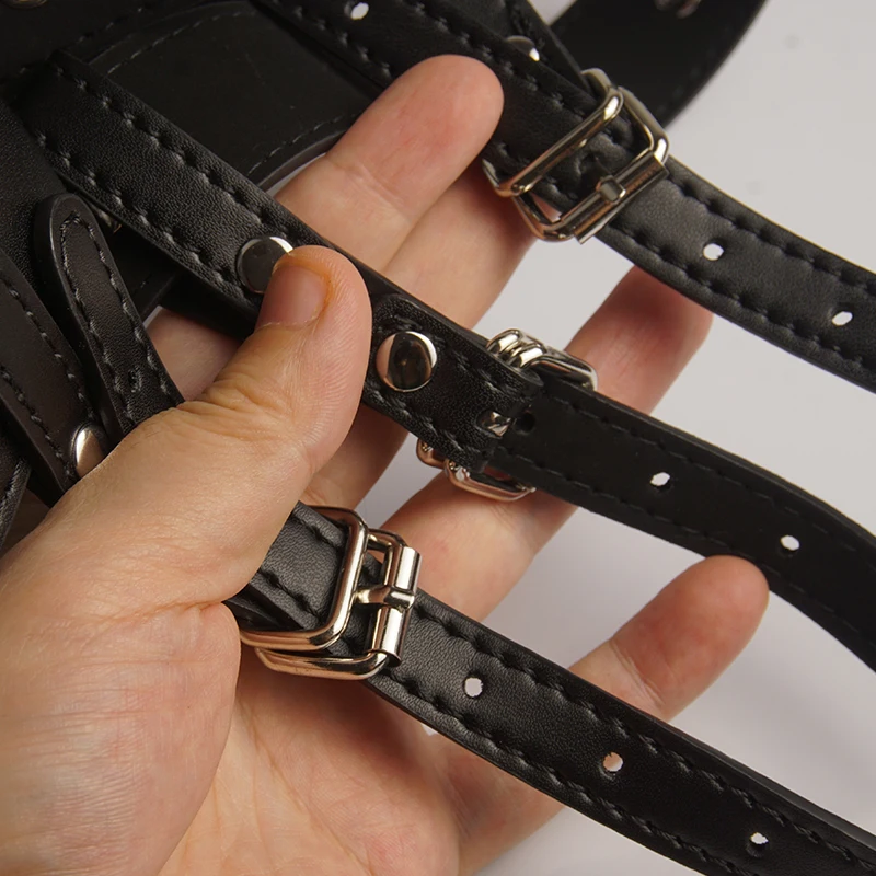 Leather Forced Orgasm Harness,Massage Wand Belt Massager Strap,Vibrator Restraint BDSM Pleasure Bondage,Chastity,Sex Toys Women