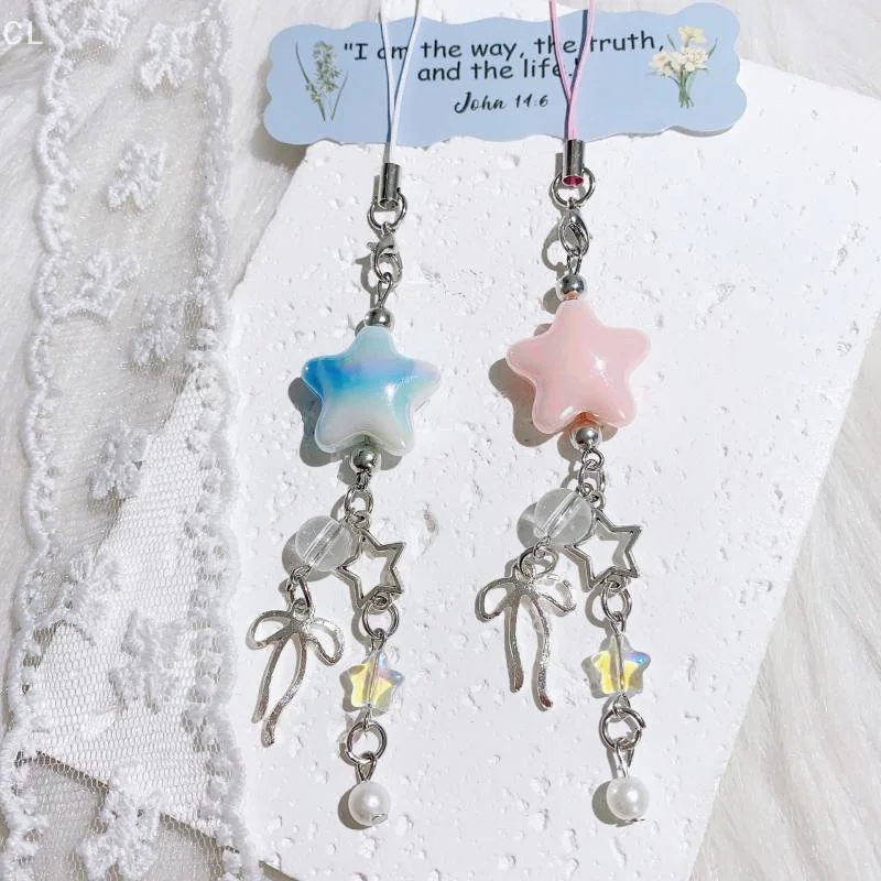 

Fashion Simple Dopamine Star Beaded Keychain Pendant For Women Girls Creative Colored beadBackpack Decoration Accessories Gifts