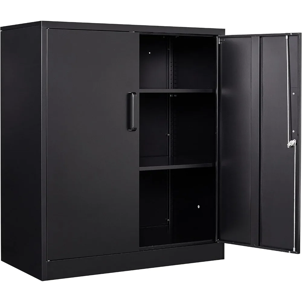 Double Door Steel Storage Cabinet with Adjustable Shelves - Secure File Cabinet for Home, Office, Garage, and Gym