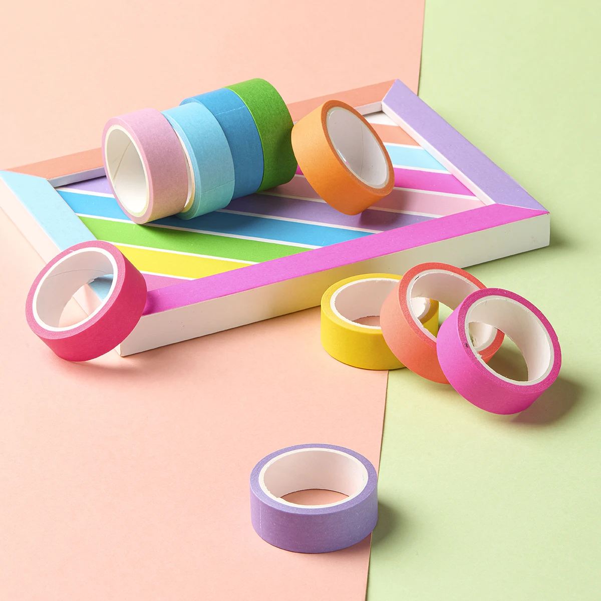 

10 рулонов ленты васи радужного цвета, декоративная лента для рукоделия своими руками, подходит для дневников, альбомов для вырезок, креативных подарков