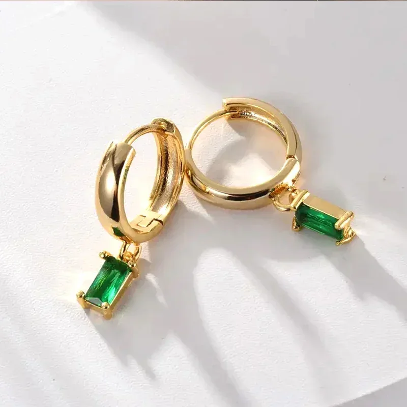 Trendy and Simple Pendant Earrings for Female Bright Green Zirconia Accessories  Engagement Statement Jewelry  Lady