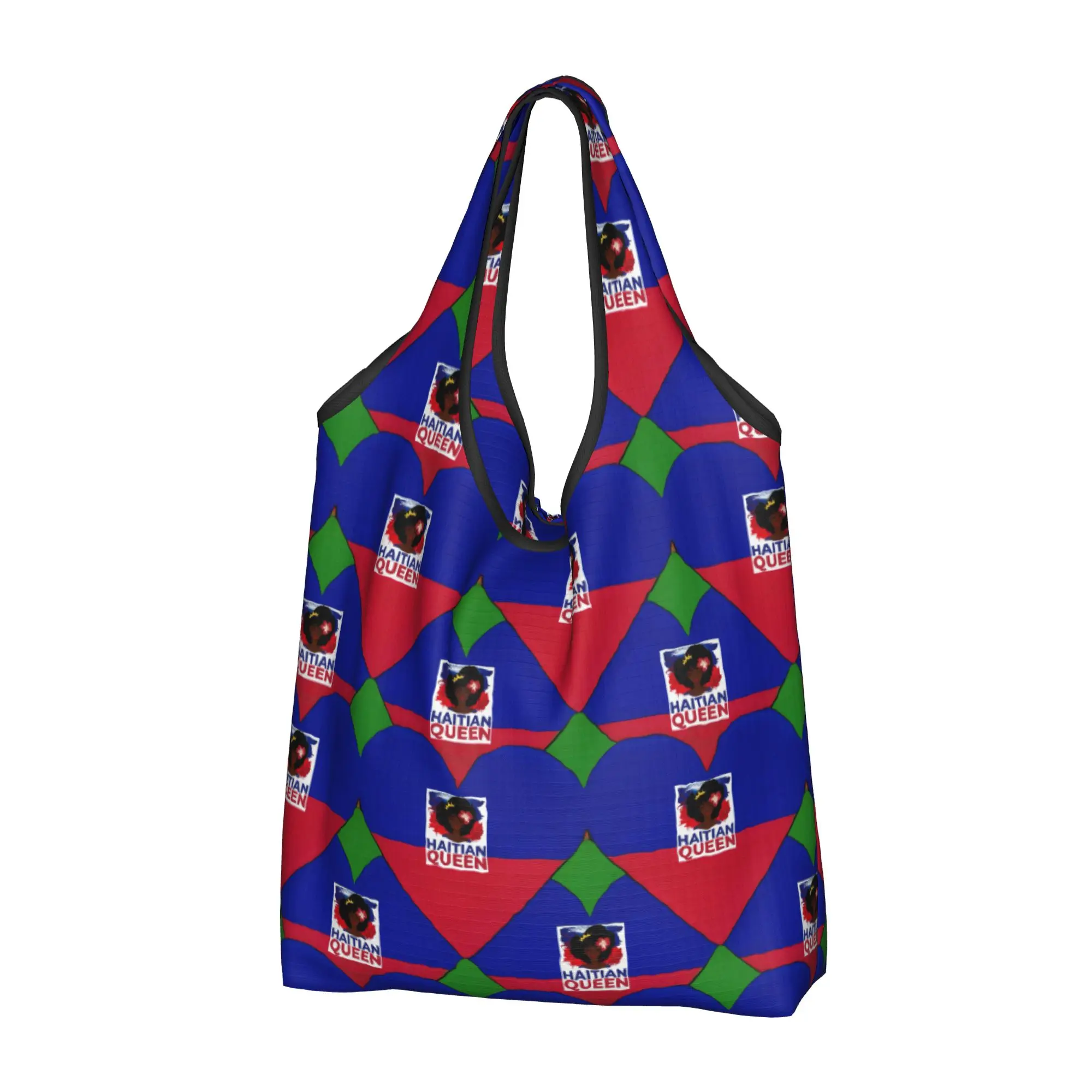 Recycling Haiti HAITIAN QUEEN Hearts  Shopping Bag Women Tote Bag Portable  Grocery Shopper Bags