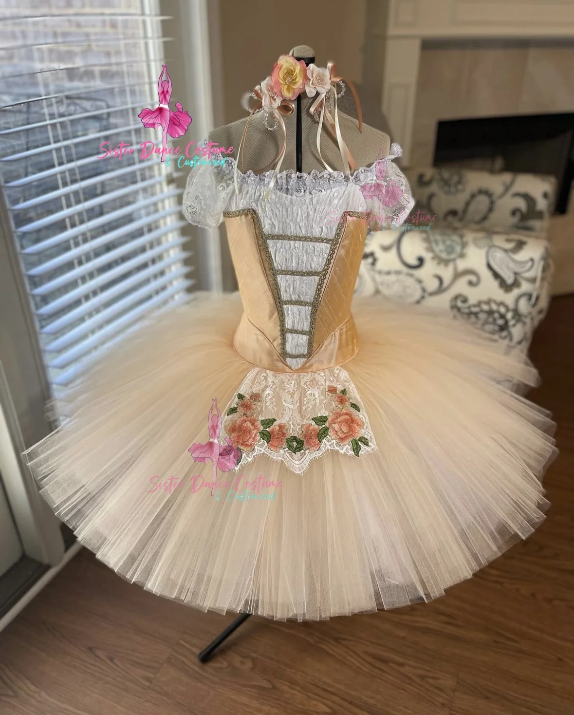 

High-end ballet TUTU dance dress private custom adult children orange professional performance competition dress women's costume