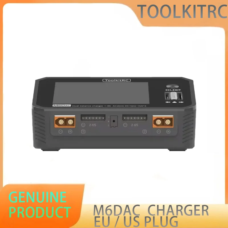 

ToolkitRC M6DAC Dual Channel Smart Lipo Battery Charger Discharger AC 200W DC 350WX2 15A for 6S LiHV Lipo Battery PD 65W