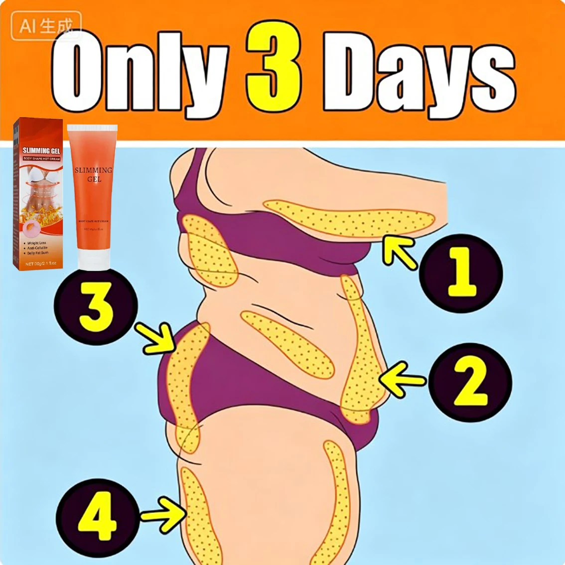 Body firming cream, waist, abdomen, thigh full body moisturizing massage cream, home shaping care, refreshing and non sticky