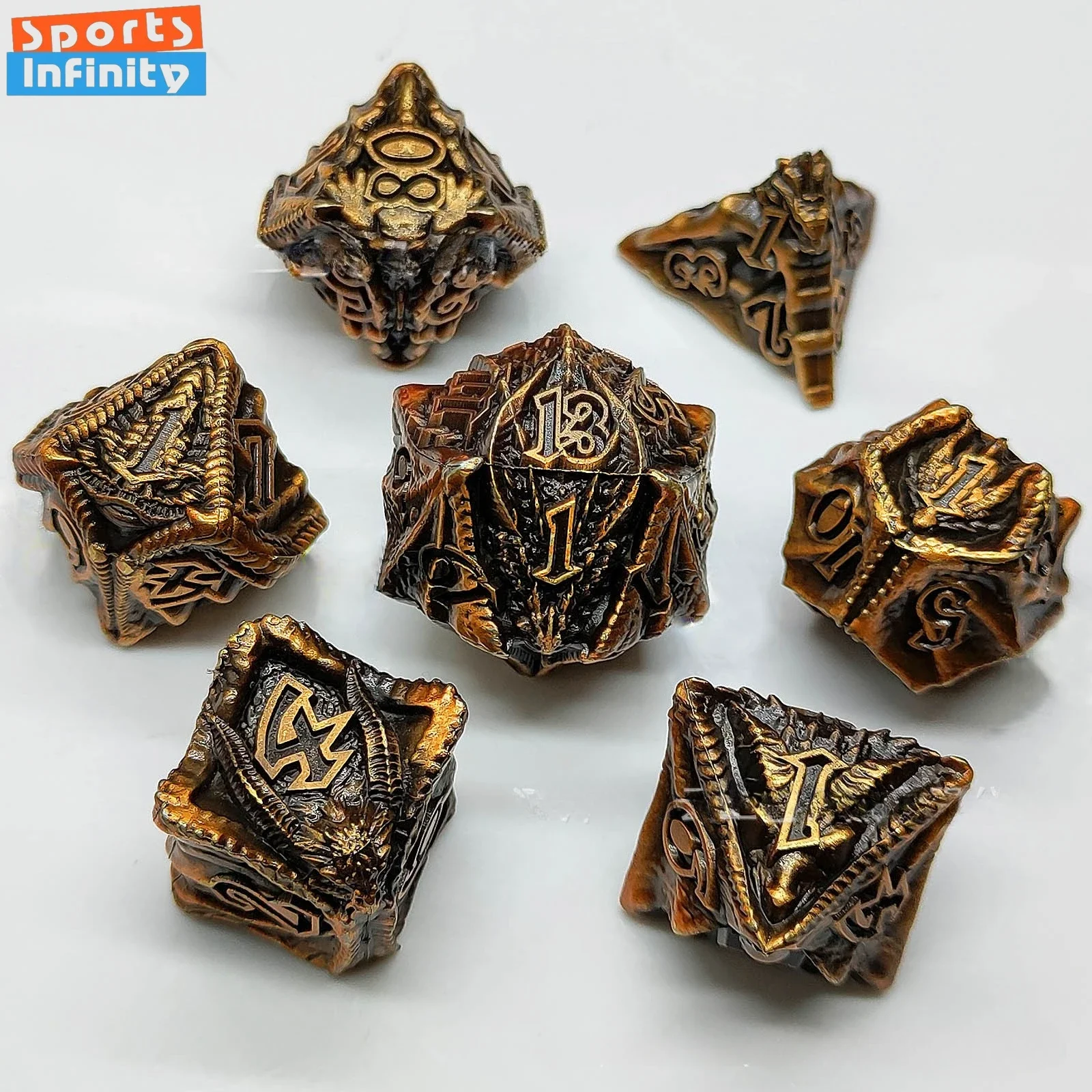 

7 шт./компл. металлические игральные кости COC Running Group DND TRPG многогранные игральные кости для развлечений набор кубиков для настольной игры Ктулху