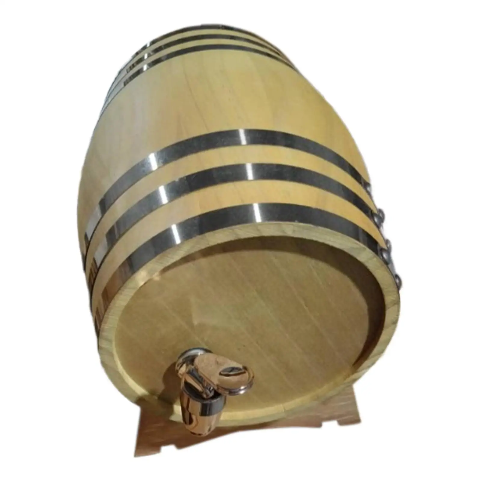 Vintage Wooden Drink Barrel with Spigot 1.5L Oak Aging Barrel for Beer Spirits Home Bar Decor Table Display with Wooden Stand