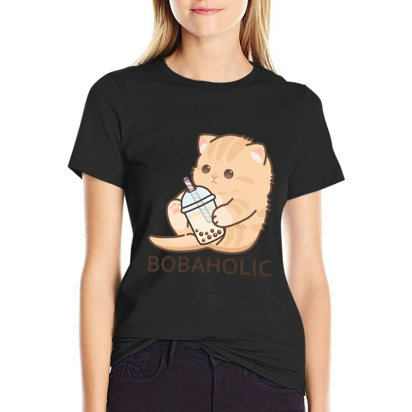 

Bobaholic Baby Kitten! T-Shirt heavyweights summer clothes funnys cotton t shirts Women