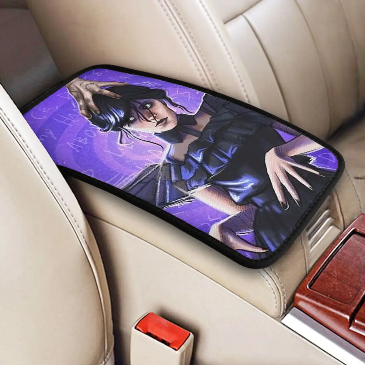 Gothic Wednesday Car Armrest Cover Mat Thing Universal Center Console Cover Pad Car Interior Accessories