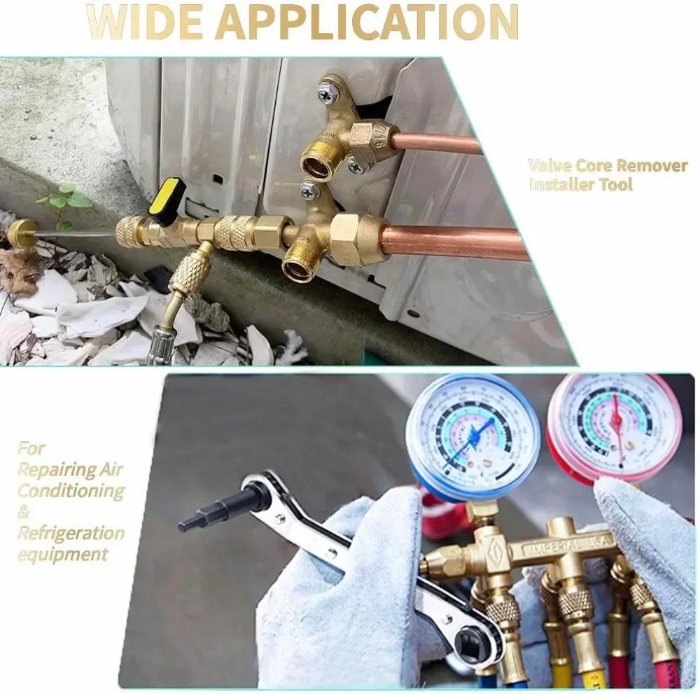 R410A R22 Valve Core Remover Installer Tool with Dual Size SAE 1/4 & 5/16 Port, for R410 R32 R22 R12 R407 R404 R600 HVAC System