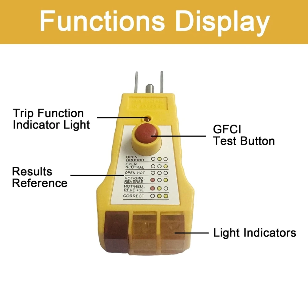 A23P Us Plug Outlet Tester With GFCI Check-Grounding& Receptacle Circuit Tester, Electric Plug In