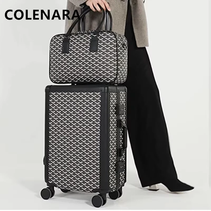 COLENARA Men's Suitcase Aluminum Frame Boarding Box Set Business Trolley Case Women's 20
