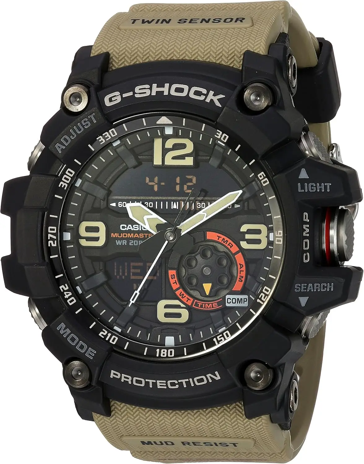 

Men's Analog-Digital Quartz Watch with Shock Resistance, Beige Color for Casual Style