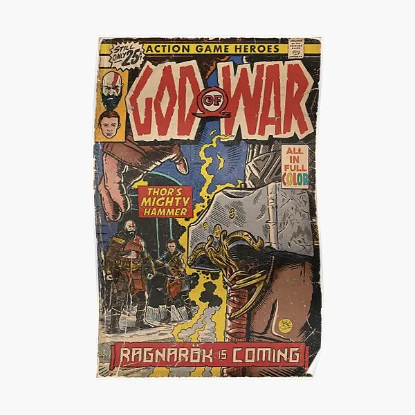 God Of War Ragnarok Comic Book Cover Fan Poster Room, imagen divertida, arte moderno, decoración Vintage, pintura, impresión sin marco