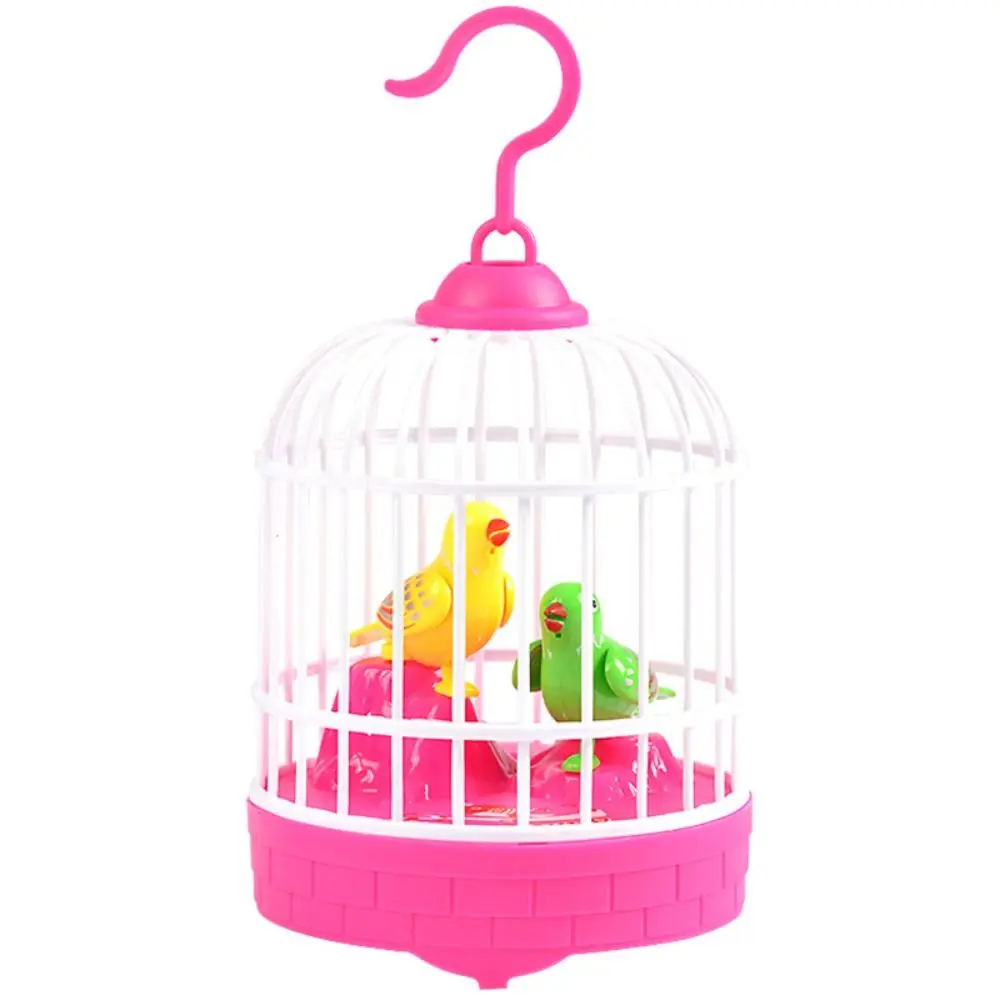 Sound Control Electric Bird Cage Toy Parrot Cage Realistic Voice Talking Electric Bird Funny Toy Luminous Simulation Bird Cage