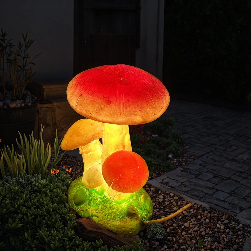 

Outdoor Garden Statue IP65 Waterproof Fiberglass Light Emitting Diode Mushroom Garden Landscape Theme Park Decoration