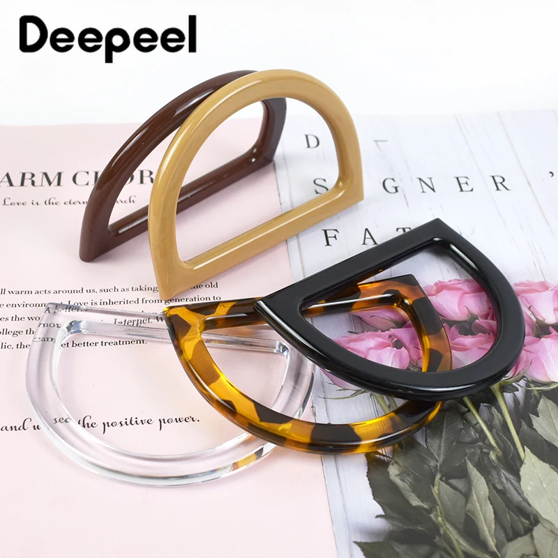 2/5Pcs Deepeel 12cm D-Shape Handbag Plastic Handle Fashion Women's Purse Frame Woven-Bag Replacement Handles Hardware Accessory