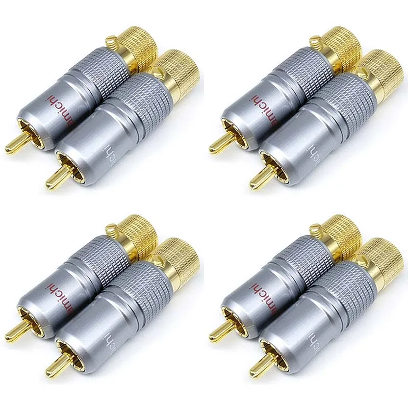 8 Pcs RCA Plug Audio Cable Connector Gold-Plated