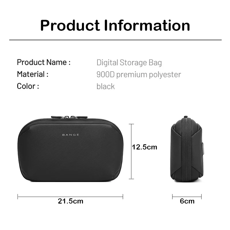 BANGE Portable Waterproof Desktop Electronics Tech Organizer for Power Bank, USB Drive Standing Cable Pouch Digital Storage Bag