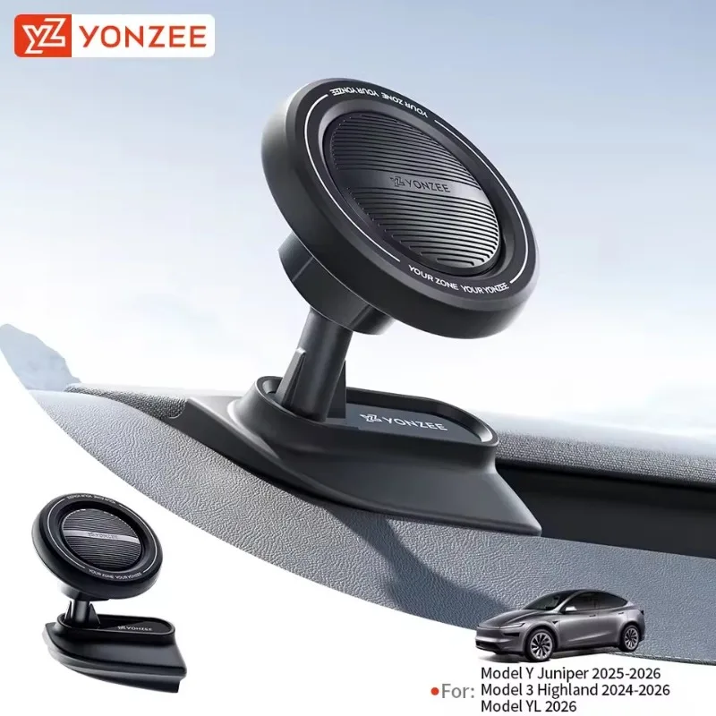 YZ A‑Pillar Silicone Magnetic Phone Holder for Tesla Model 3 Highland Model Y Juniper Model YL ,Air Vent Phone Holder