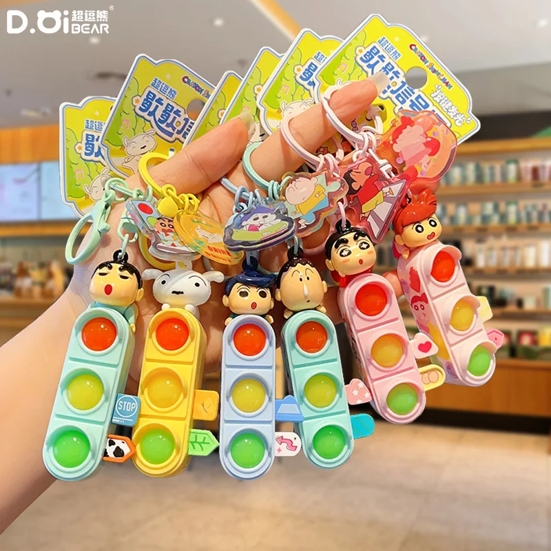New Anime Crayon Shin keychain Mini Light Signal Pendant Car Keychain Bag Pendant Decorative Accessories Gift