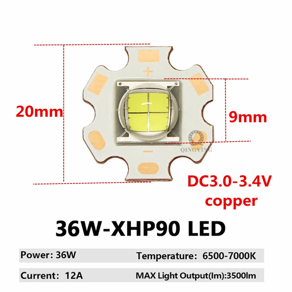 DC3V/6V/24V XML2 T6 XHP70 XHP90 XHP110 LED COB Replace 18W 30W 36W 45W 54W 72W For Flashlight Car Light Diving Light Source