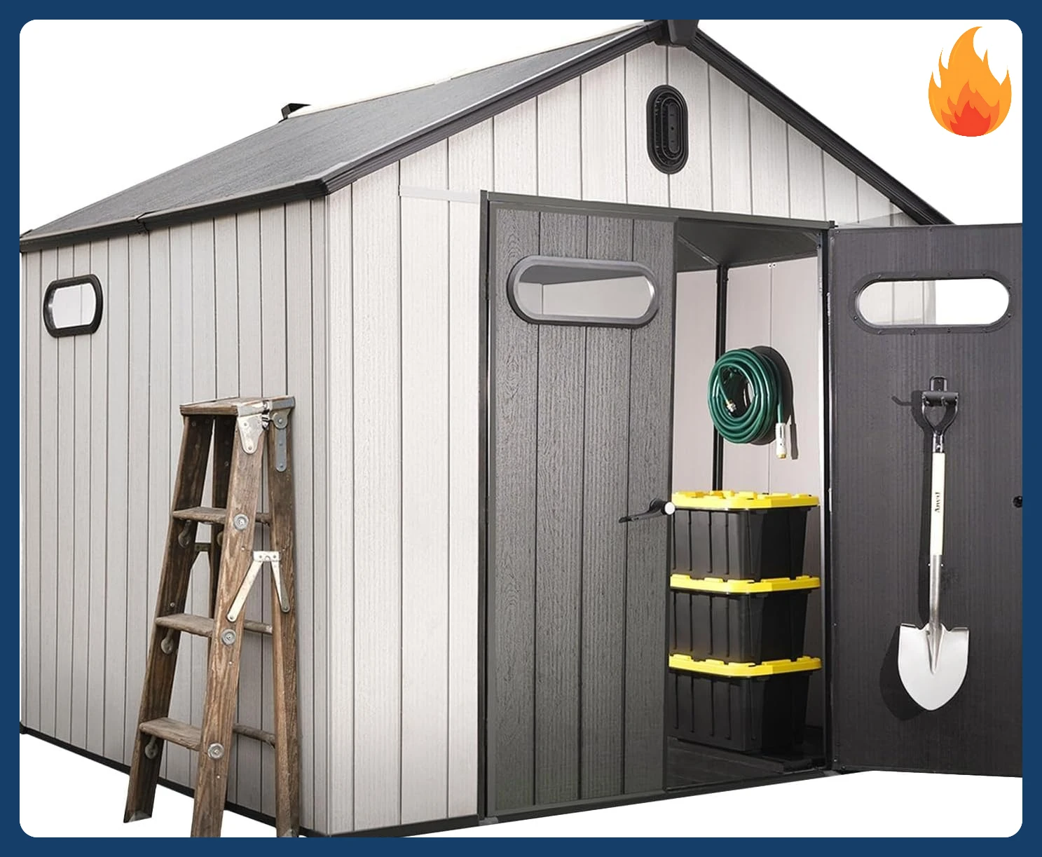 

[Discounted Price!]8x8 Ft Outdoor Storage Shed with Floor - Waterproof Shed with Lockable Door for Garden - Backyard, Tool Stora