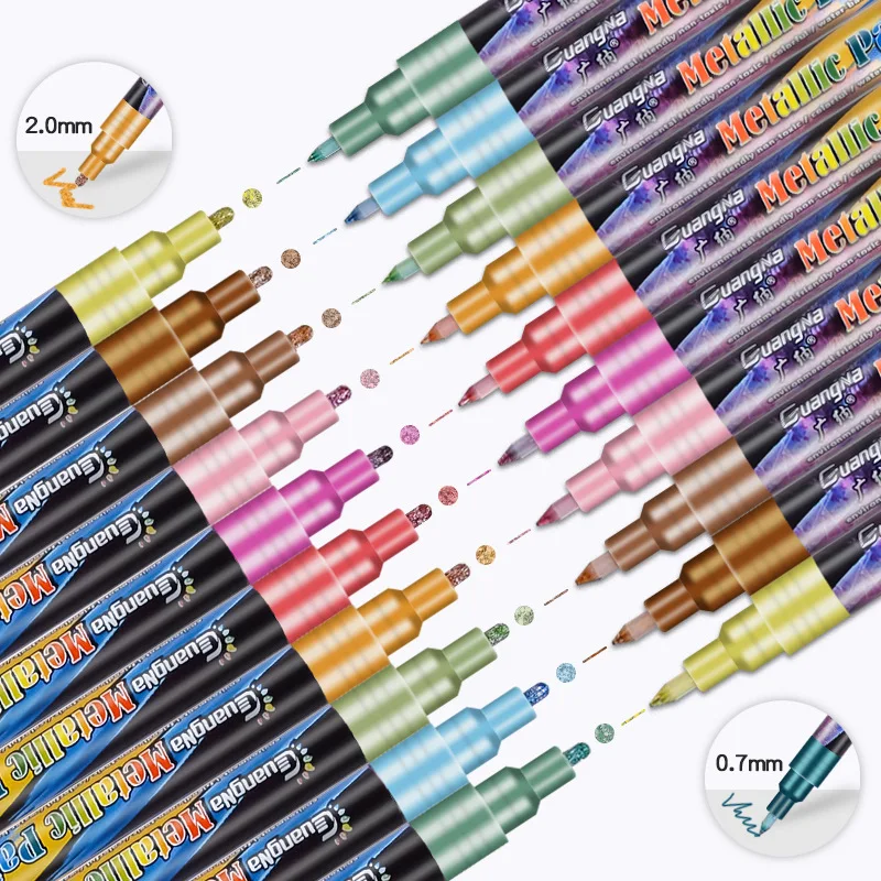 

6/24 Colors Acrylic Metallic Marker Pens Extra Fine Point Paint Pen Art Permanent Markers Painting for Cards Signature