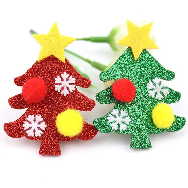 

Блестящие снежинки, Рождественская елка, войлочная ткань, аппликации для головных уборов, шпилька для волос, аксессуары для вечеринок, 20 шт., 4*6 см