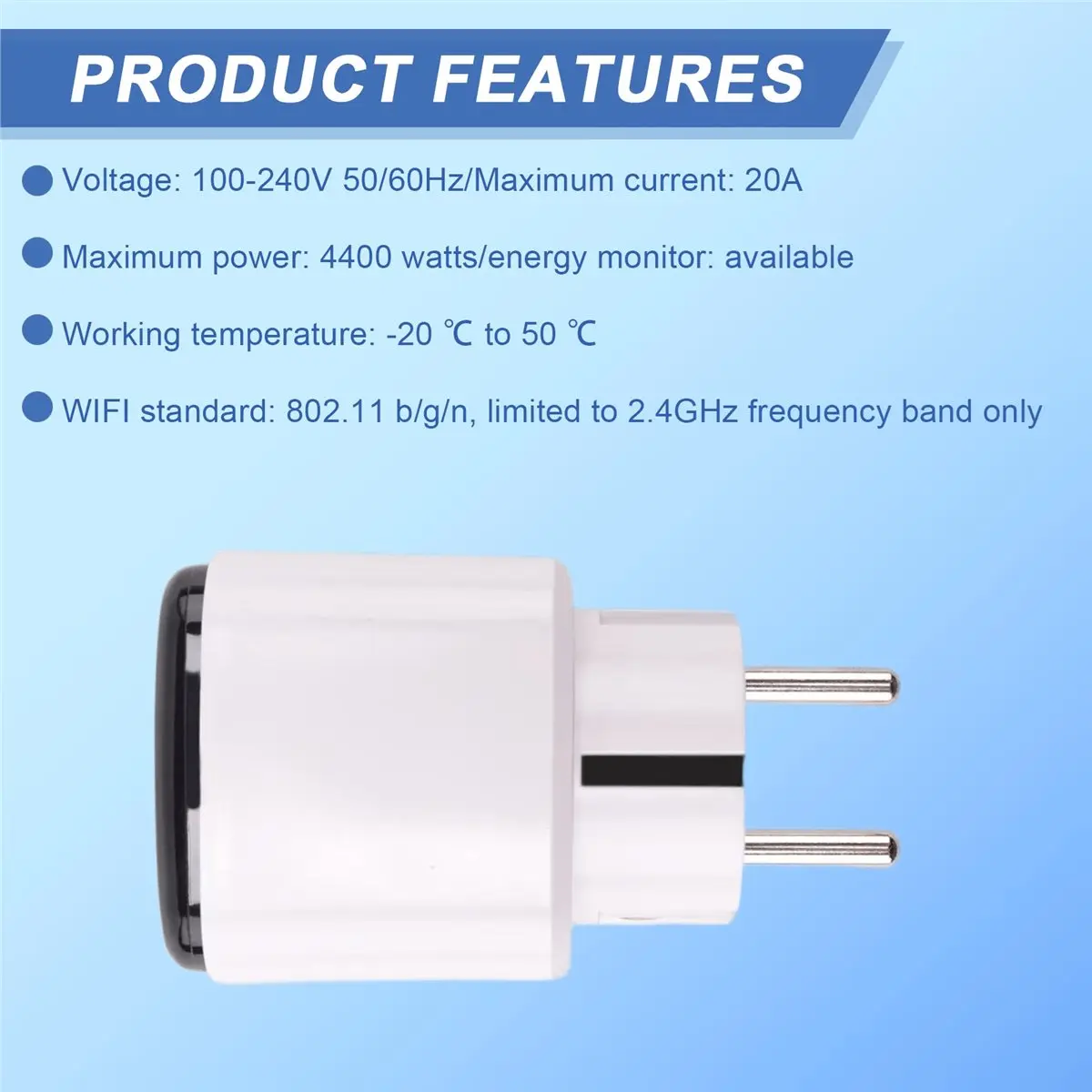 Nices 20A Smart Socket Tuya Wifi Smart Plug Power AC100-240V Outlet Alexa Home Voice Timing Socket Tuya Smart Life EU PLUG A