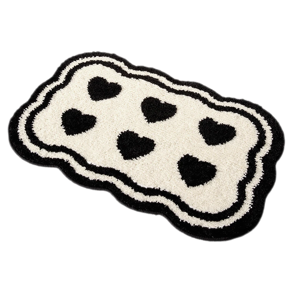 

Lovely Heart Pattern Bath Rug Non-Slip Water Absorbent Soft Comfortable Floor Mat For Bathroom Washable Reusable Practical Gift