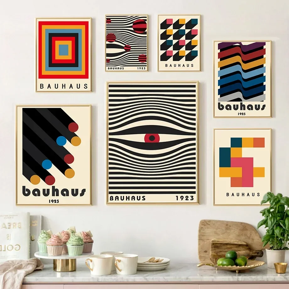 Abstract Geometry Eye Vintage Bauhaus Canvas Decorative Painting Home Decor Nordic Wall Art Poster Luxury Living Room Decoration