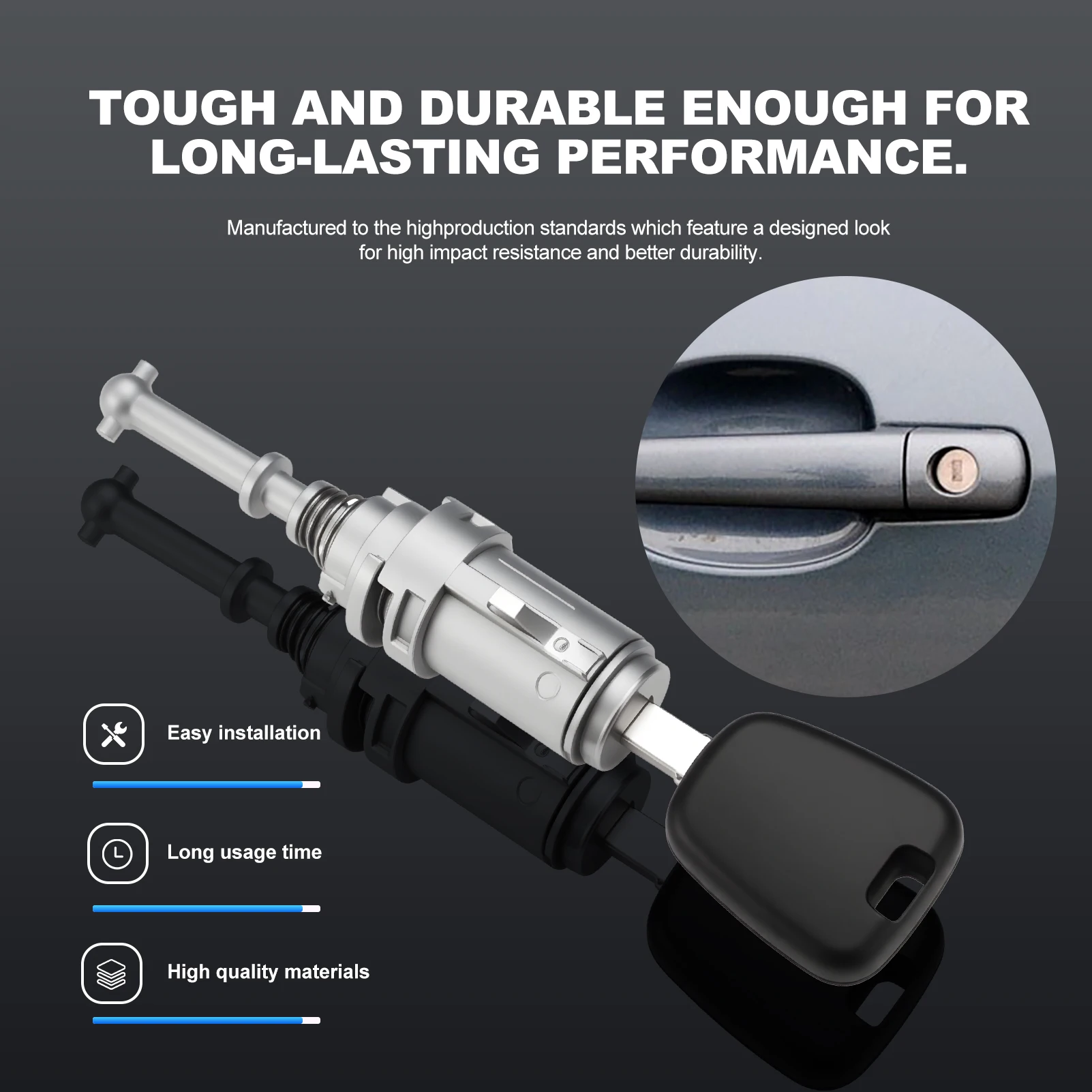 

9170.T9 Front Left Driver Side Door Lock Barrel With Keys Kit For Citroen C2 C3 1/MK1 2002-2010 Pluriel 2003-2010